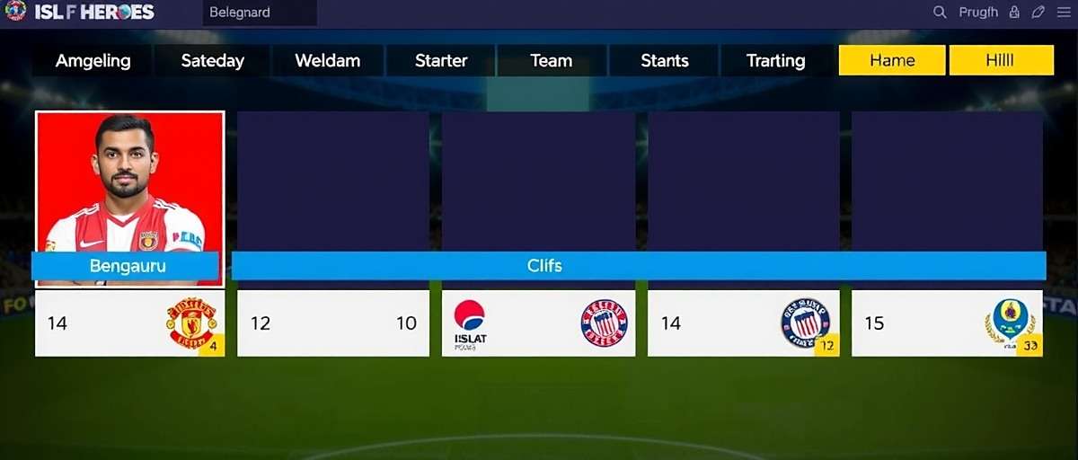 Bengaluru FC Heroes team selection screen showing various ISL clubs