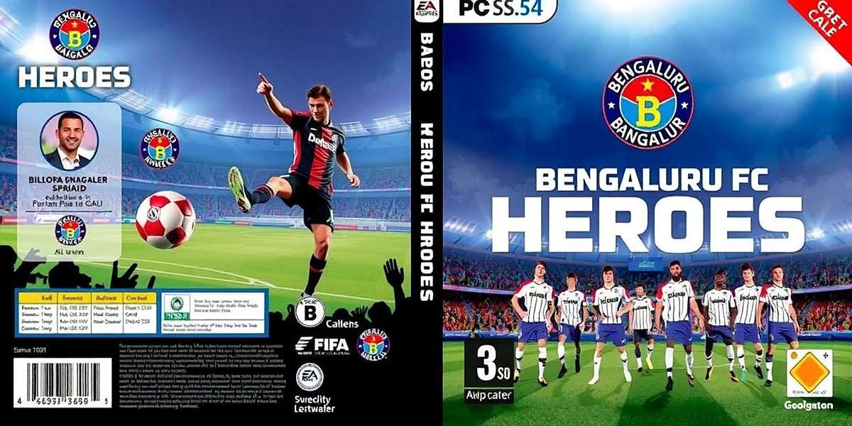 Bengaluru FC Heroes game cover featuring Bangalore football stadium and players in blue and white jerseys